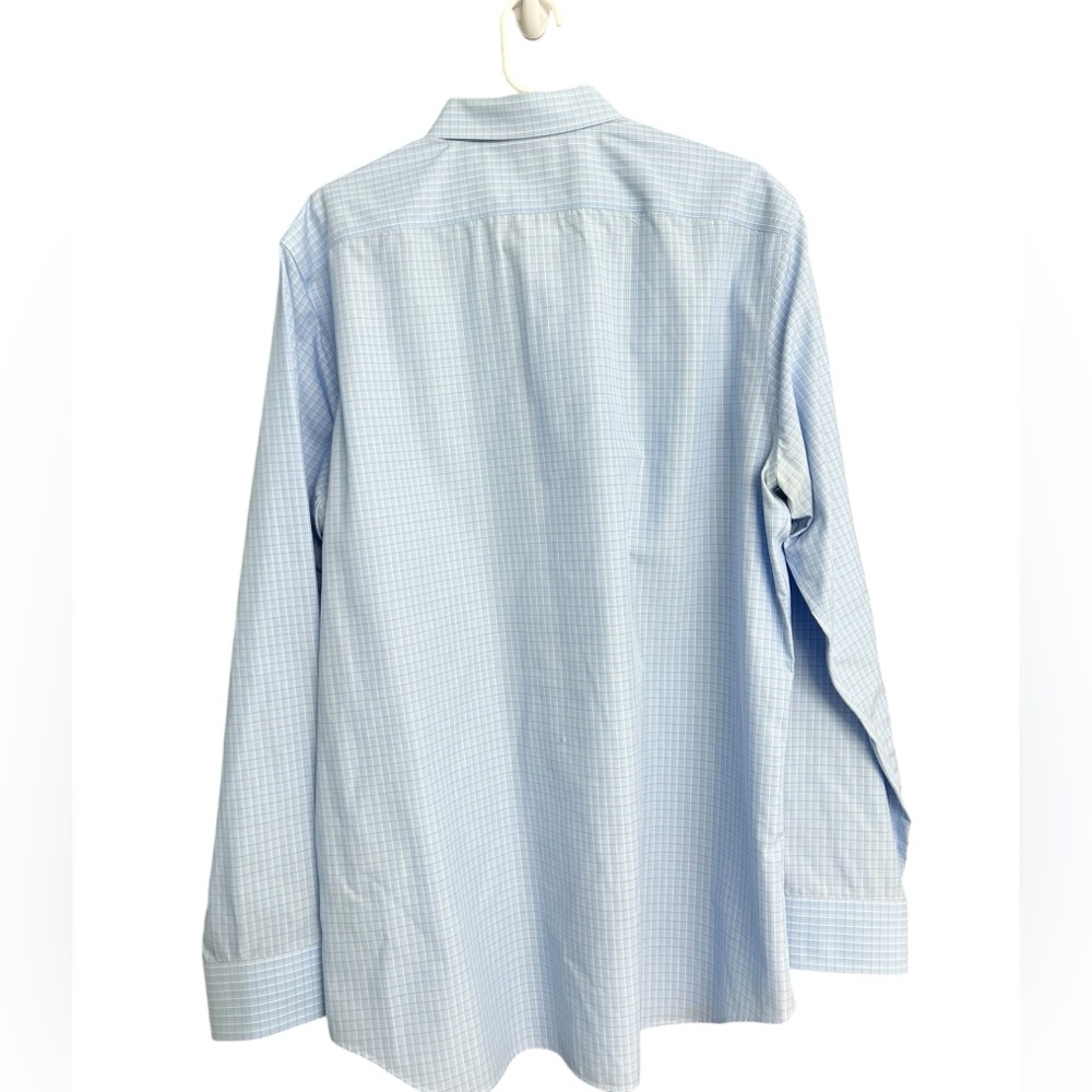 Banana Republic Blue White plaid Slim‎ fit Dress shirt size XL - Picture 3 of 8